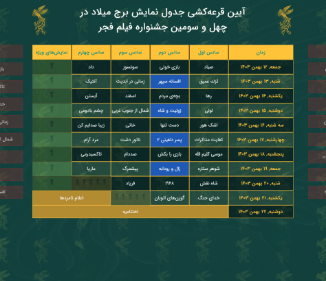 قرعه‌کشی جدول نمایش فیلم‌ها